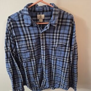 Timberland Blue and Black Plaid Button-Down Shirt